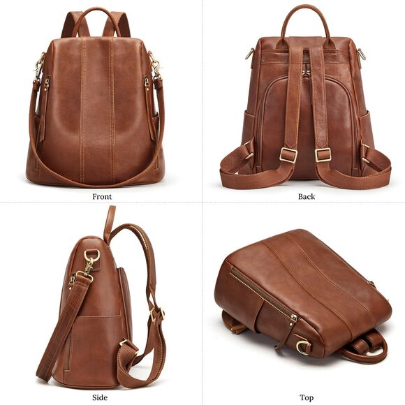 3331 Leather Backpack Purses Antitheft Soft Rucksack Shoulder Bag Medium